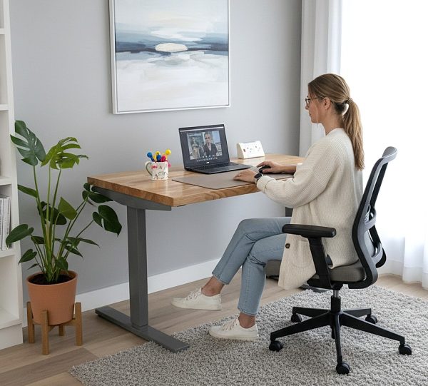 Real Wood Elegant Ash Top, Dual Motor Electric Standing Desk