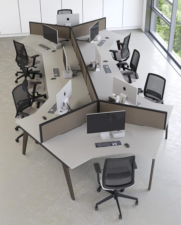 120 Degree Evolve Hooped Leg Oak or Coloured Metal Bench Modular Desk Range