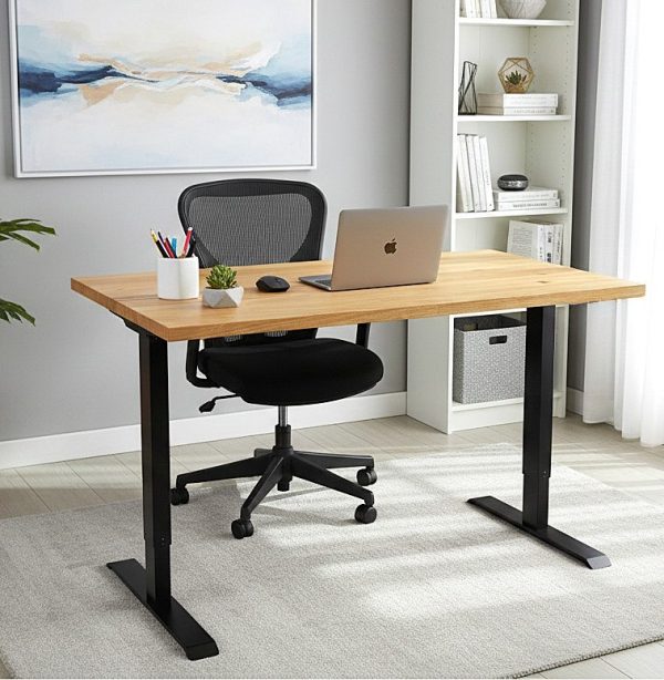 Real Wood Solid Oak Top, Dual Motor Electric Standing Desk,