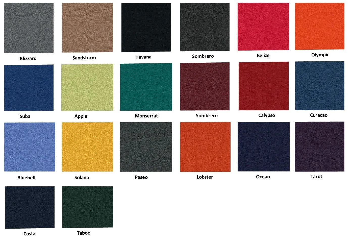 Available colours