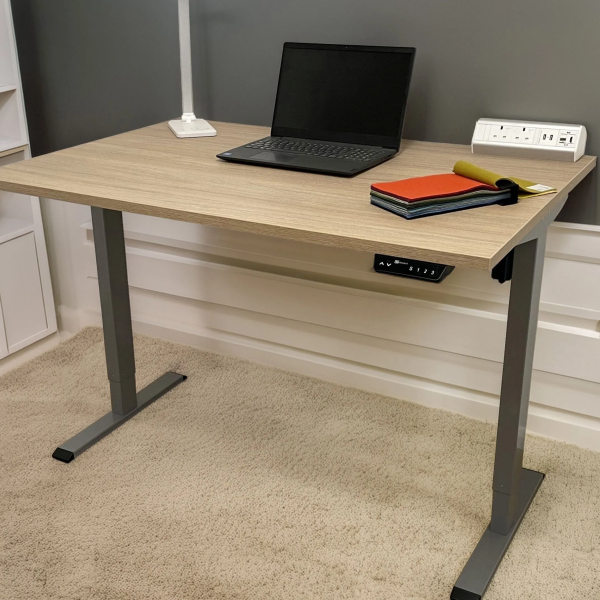 Light Oak Single-Motor Standing Desk, Electric Sit-Stand Desk