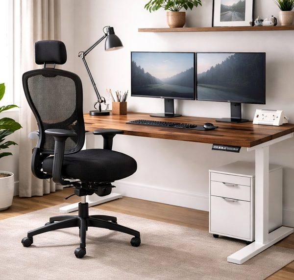 Real Wood Walnut Top, Dual Motor Electric Standing Desk