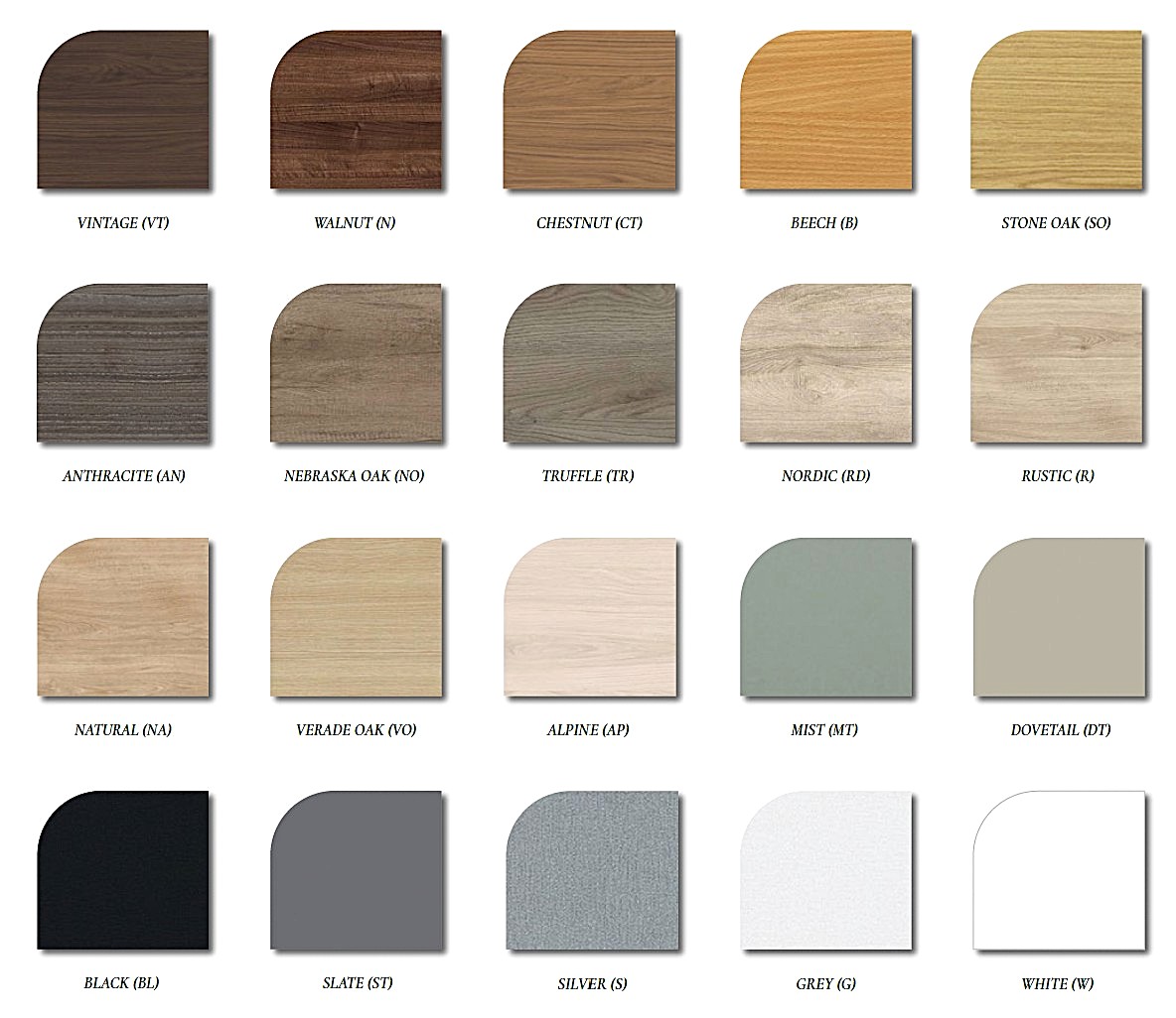 Available colours