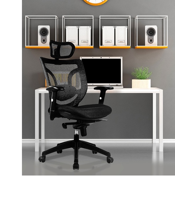 Newton high back mesh synchronous executive armchair with integral headrest-black