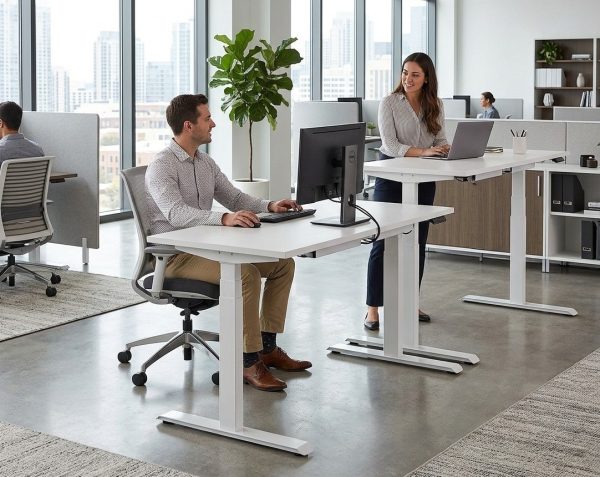 Upstand Premium 600mm-1250mm Height Frame Dual-Motor Electric Sit-Stand Desk White Top