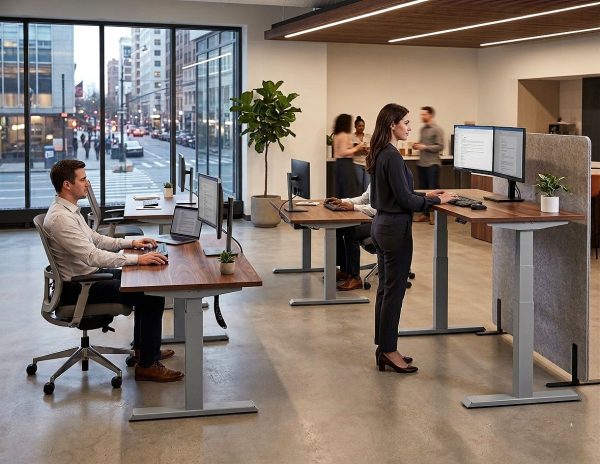 Upstand Premium 600mm-1250mm Height Frame Dual-Motor Electric Sit-Stand Desk Walnut Top